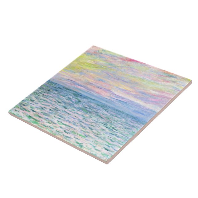 Monet - Sunset at Pourville, fine art Ceramic Tile (Side)