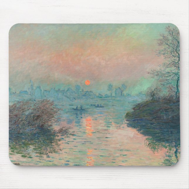 Monet Sunset fine art impressionist painting Mouse Pad (Front)