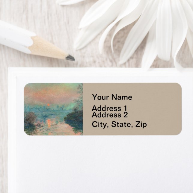 Monet Sunset fine art impressionist painting Return Address Label (Insitu)