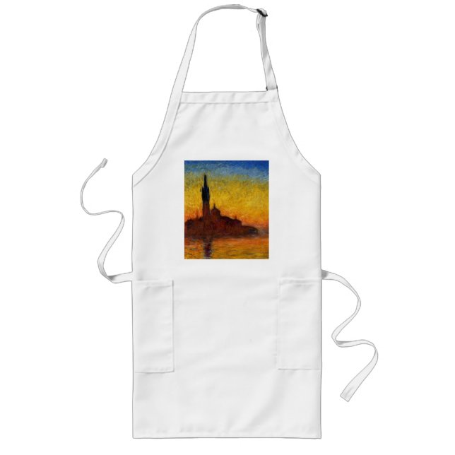 Monet Sunset in Venice Impressionist Painting Long Apron (Front)