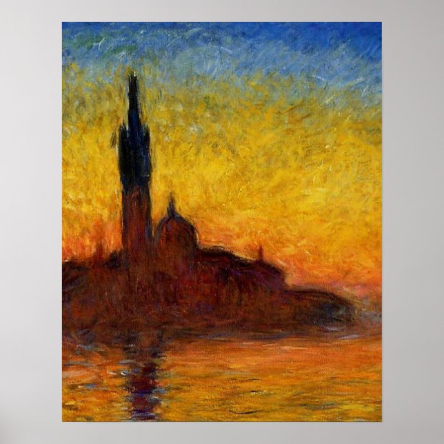 Monet Sunset in Venice Impressionist Painting Poster (Front)