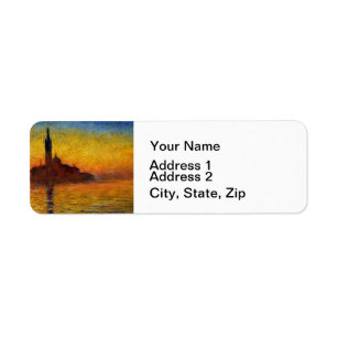 Monet Sunset in Venice Impressionist Painting Return Address Label