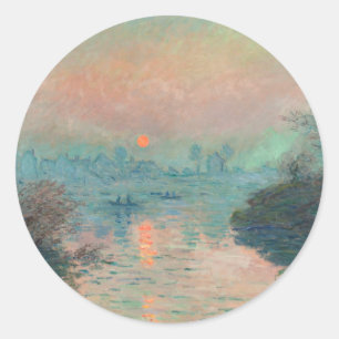 Monet Sunset on the Seine Fine Art Impressionism Classic Round Sticker