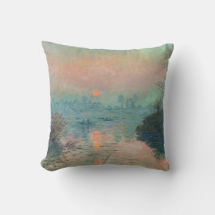 Monet Sunset on the Seine Fine Art Impressionism Cushion