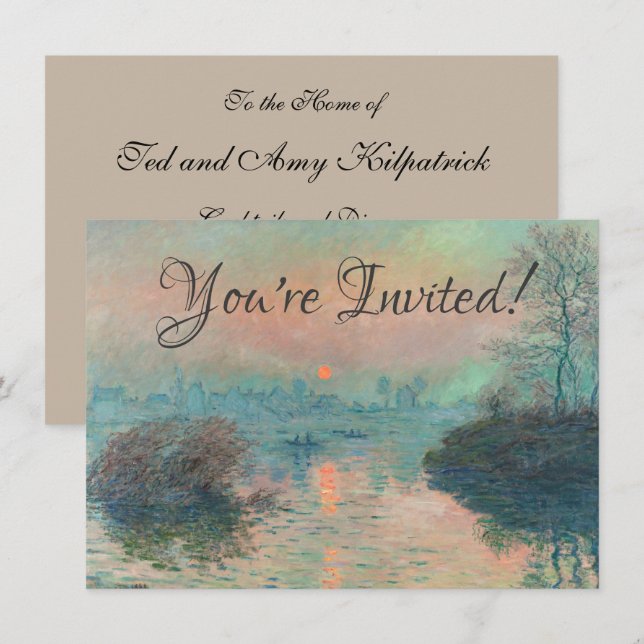 Monet Sunset on the Seine Fine Art Impressionism  Invitation (Front/Back)