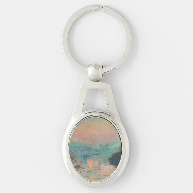 Monet Sunset on the Seine Fine Art Impressionism  Key Ring (Front)