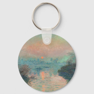 Monet Sunset on the Seine Fine Art Impressionism Key Ring