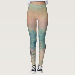 Monet Sunset on the Seine Fine Art Impressionism  Leggings
