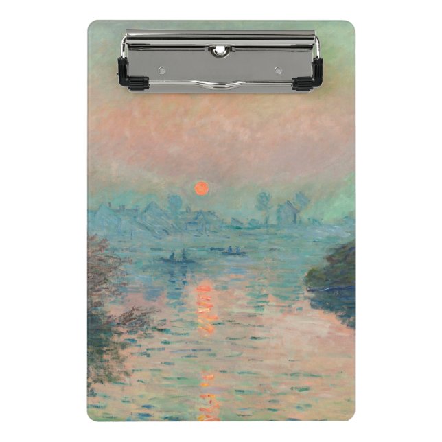 Monet Sunset on the Seine Fine Art Impressionism  Mini Clipboard (Front)