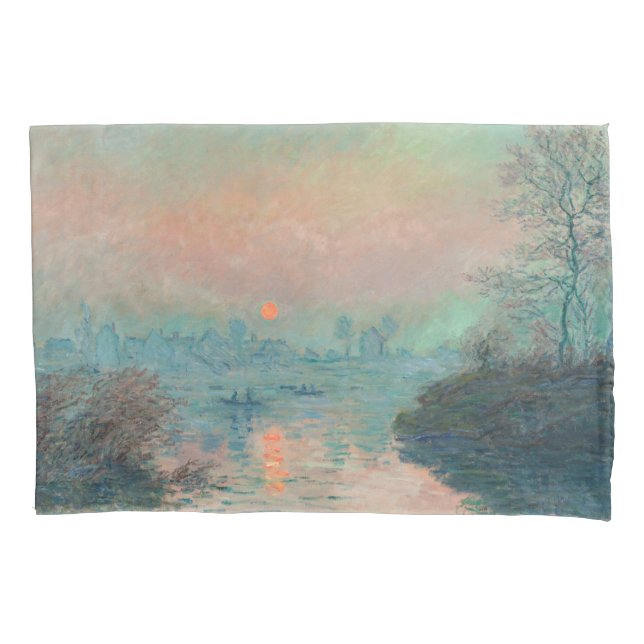 Monet Sunset on the Seine Fine Art Impressionism  Pillowcase (Front)