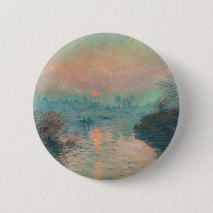 Monet Sunset Seine Fine Art Impressionism  6 Cm Round Badge