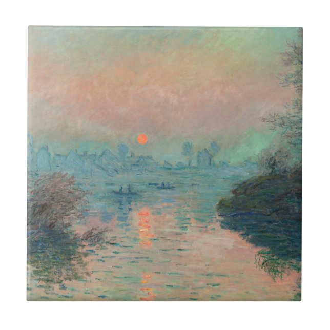 Monet Sunset Seine Fine Art Impressionism  Ceramic Tile (Front)