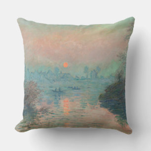 Monet Sunset Seine Fine Art Impressionism Cushion
