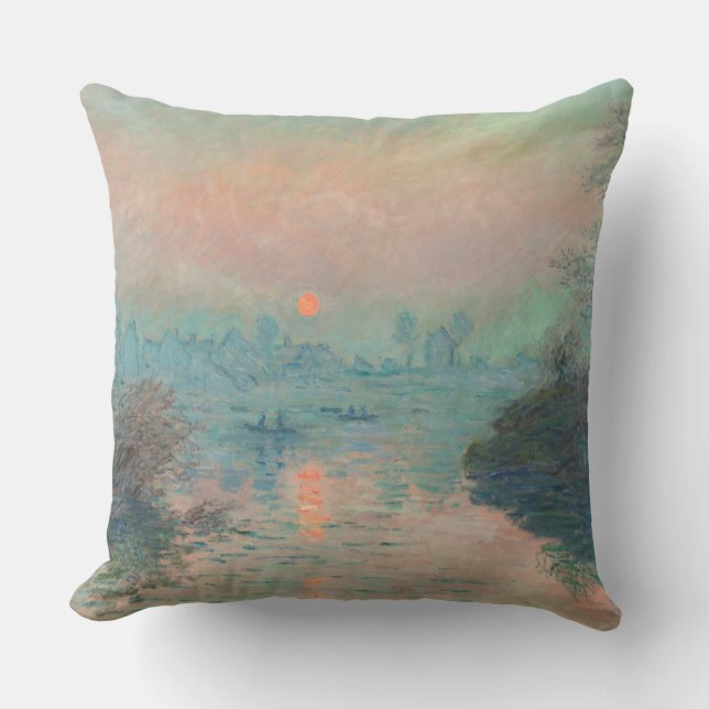 Monet Sunset Seine Fine Art Impressionism  Cushion (Front)