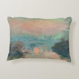 Monet Sunset Seine Fine Art Impressionism Decorative Cushion