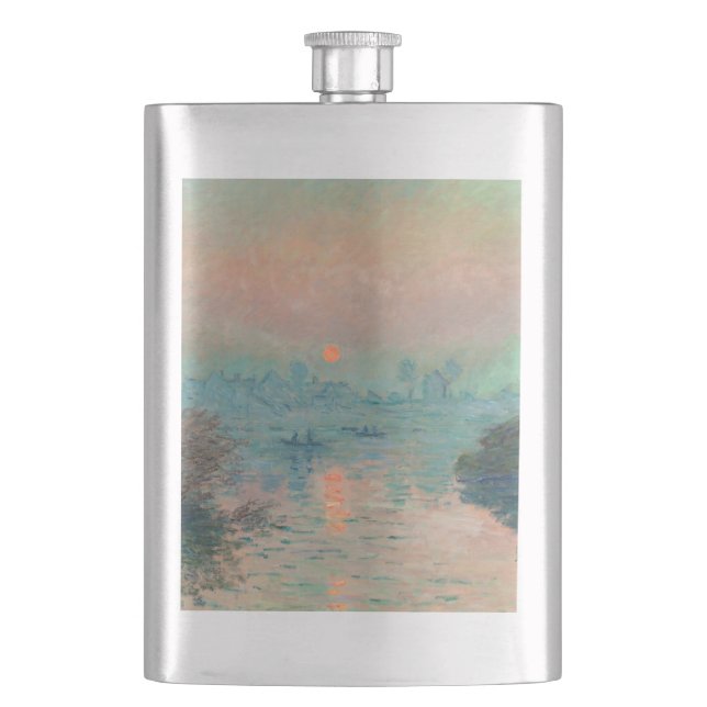 Monet Sunset Seine Fine Art Impressionism  Hip Flask (Front)