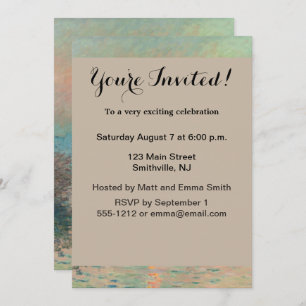 Monet Sunset Seine Fine Art Impressionism  Invitation