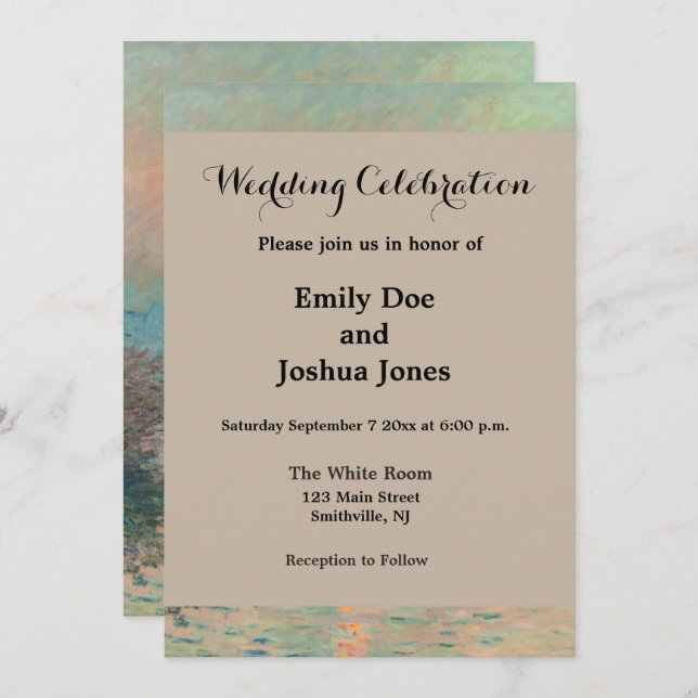 Monet Sunset Seine Fine Art Impressionism  Invitation (Front/Back)