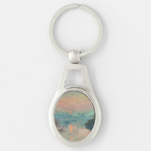 Monet Sunset Seine Fine Art Impressionism Key Ring
