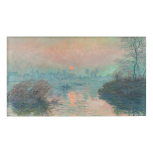 Monet Sunset Seine Fine Art Impressionism Name Tag