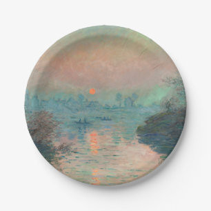 Monet Sunset Seine Fine Art Impressionism Paper Plate