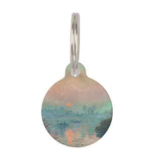 Monet Sunset Seine Fine Art Impressionism  Pet Tag