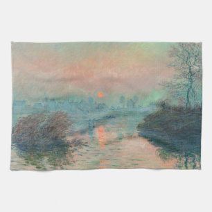 Monet Sunset Seine Fine Art Impressionism  Tea Towel