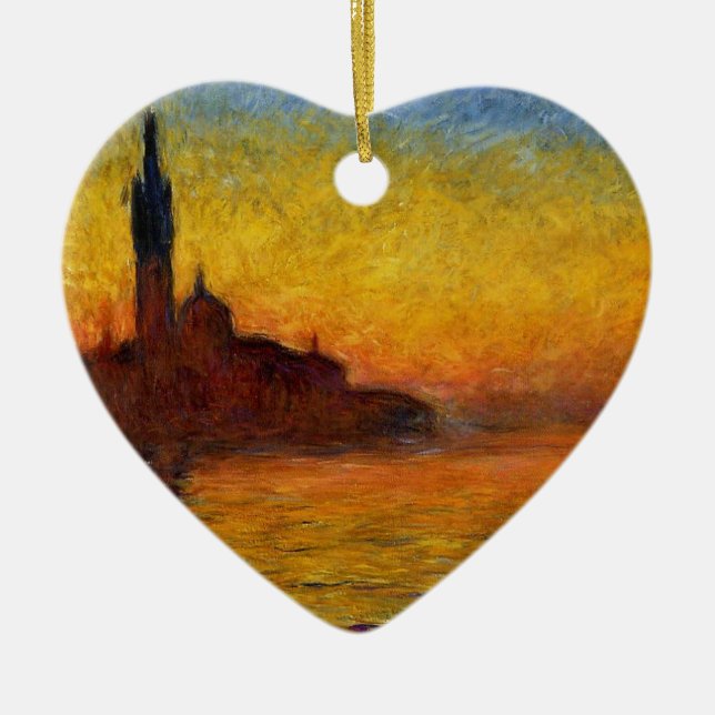 Monet Sunset Venice Colourful Impressionism Art Ceramic Ornament (Front)