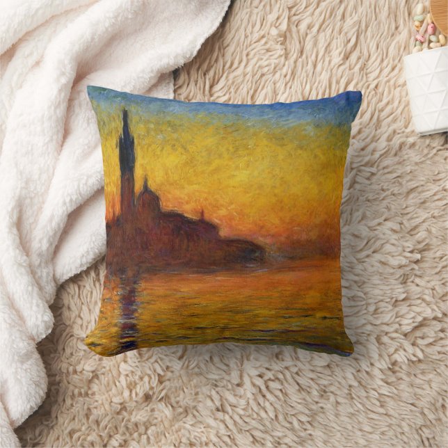 Monet Sunset Venice Colourful Impressionism Art Cushion (Blanket)