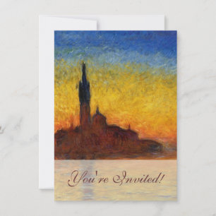Monet Sunset Venice Colourful Impressionism Art Invitation