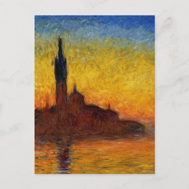 Monet Sunset Venice Colourful Impressionism Art Postcard (Front)