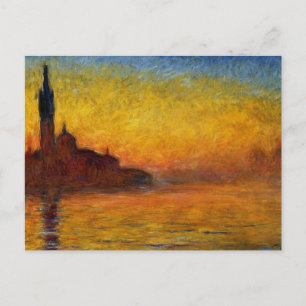 Monet Sunset Venice Colourful Impressionism Art Postcard
