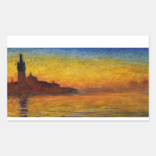 Monet Sunset Venice Colourful Impressionism Art Rectangular Sticker