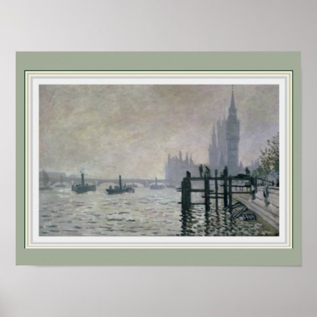 Monet Thames Below Westminster 16 x 12 Poster (Front)