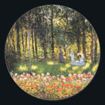 Monet - The Artist's Family in the Garden Classic Round Sticker<br><div class="desc">Claude Monet fine art landscape painting,  The Artist's Family in the Garden,  1875.</div>
