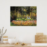 Monet - The Artist's Family in the Garden Poster<br><div class="desc">Claude Monet fine art landscape painting,  The Artist's Family in the Garden,  1875.</div>