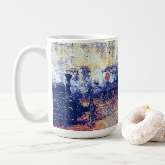 Monet - The Bridge of Europe, Saint Lazare Station Coffee Mug (With Donut)