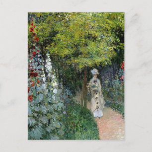 Monet - The Garden Hollyhocks Postcard