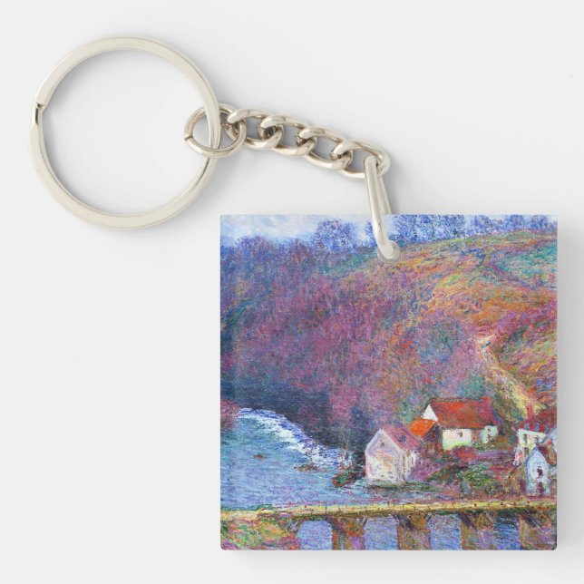 Monet - The Grande Creuse by the Bridge at Vervy Key Ring (Front)