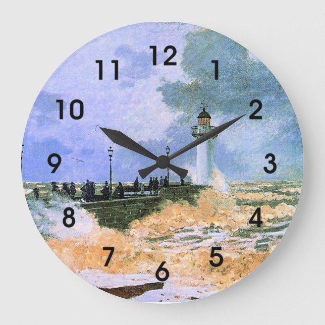Monet - The Jetty at Le Havre, Large Clock (Front)
