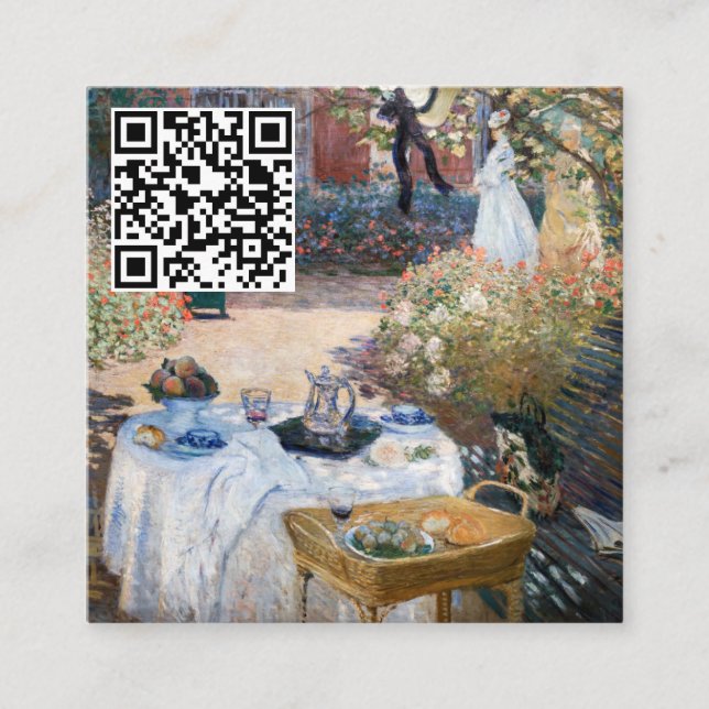 Monet - The Luncheon, decorative panel - QR Code Square Business Card (Front)