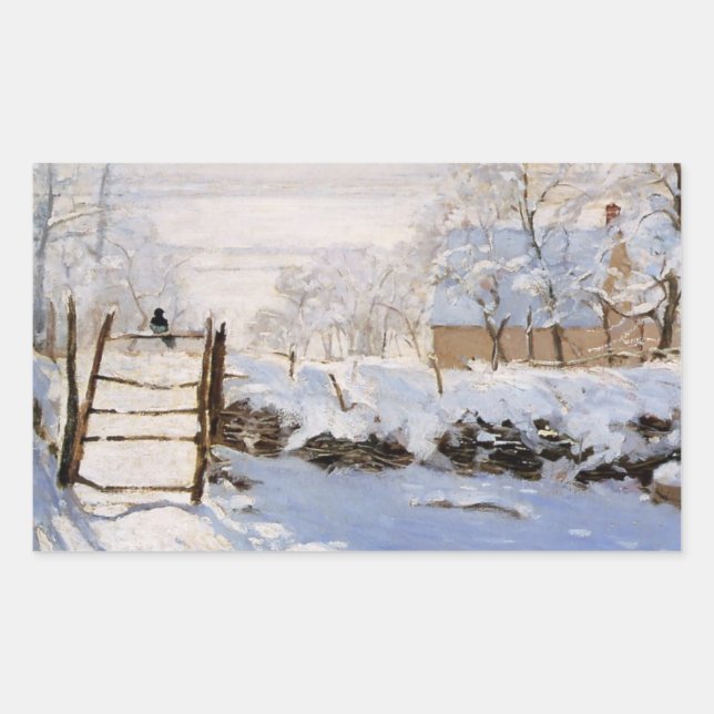 Monet - The Magpie Postcard Rectangular Sticker (Front)