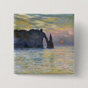 Monet - The Manneport, Cliff at Etretat, Sunset 15 Cm Square Badge