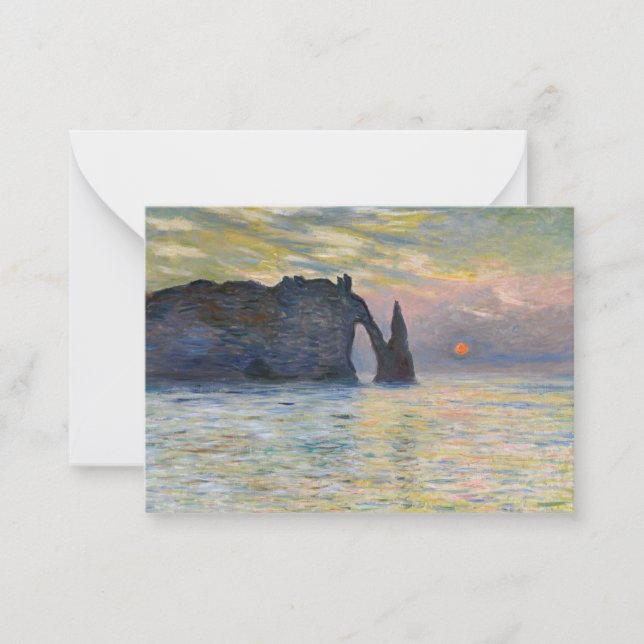 Monet - The Manneport, Cliff at Etretat, Sunset Card (Front)