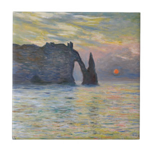 Monet - The Manneport, Cliff at Etretat, Sunset Ceramic Tile
