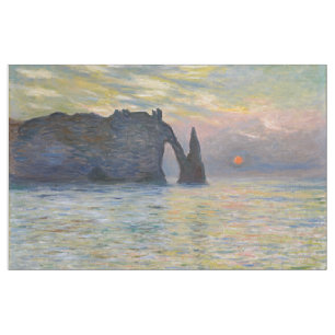 Monet - The Manneport, Cliff at Etretat, Sunset Fabric
