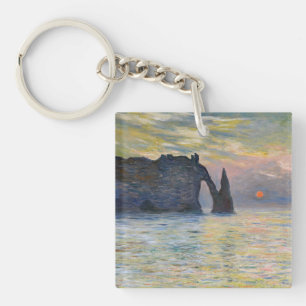 Monet - The Manneport, Cliff at Etretat, Sunset Key Ring