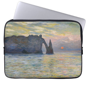 Monet - The Manneport, Cliff at Etretat, Sunset Laptop Sleeve