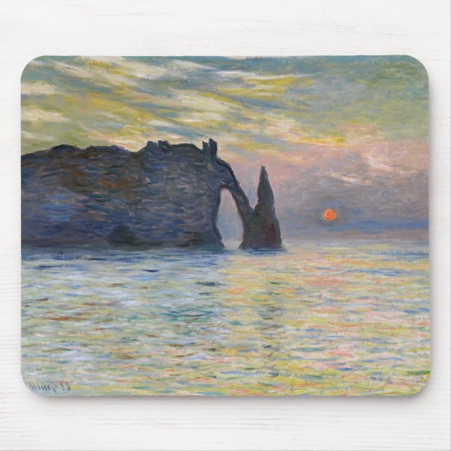 Monet - The Manneport, Cliff at Etretat, Sunset Mouse Pad (Front)