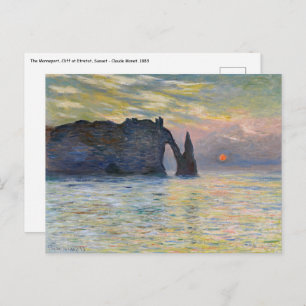 Monet - The Manneport, Cliff at Etretat, Sunset Postcard